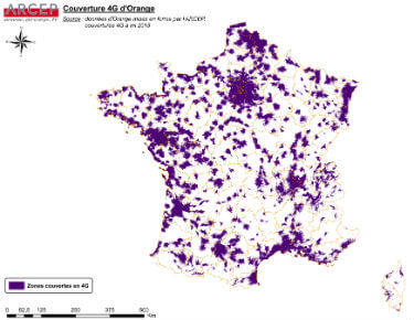 Orange's 4G network coverage