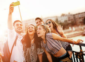 young friends taking a selfie